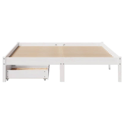 Bed Frame without Mattress White 135x190 cm Double Solid Wood Pine