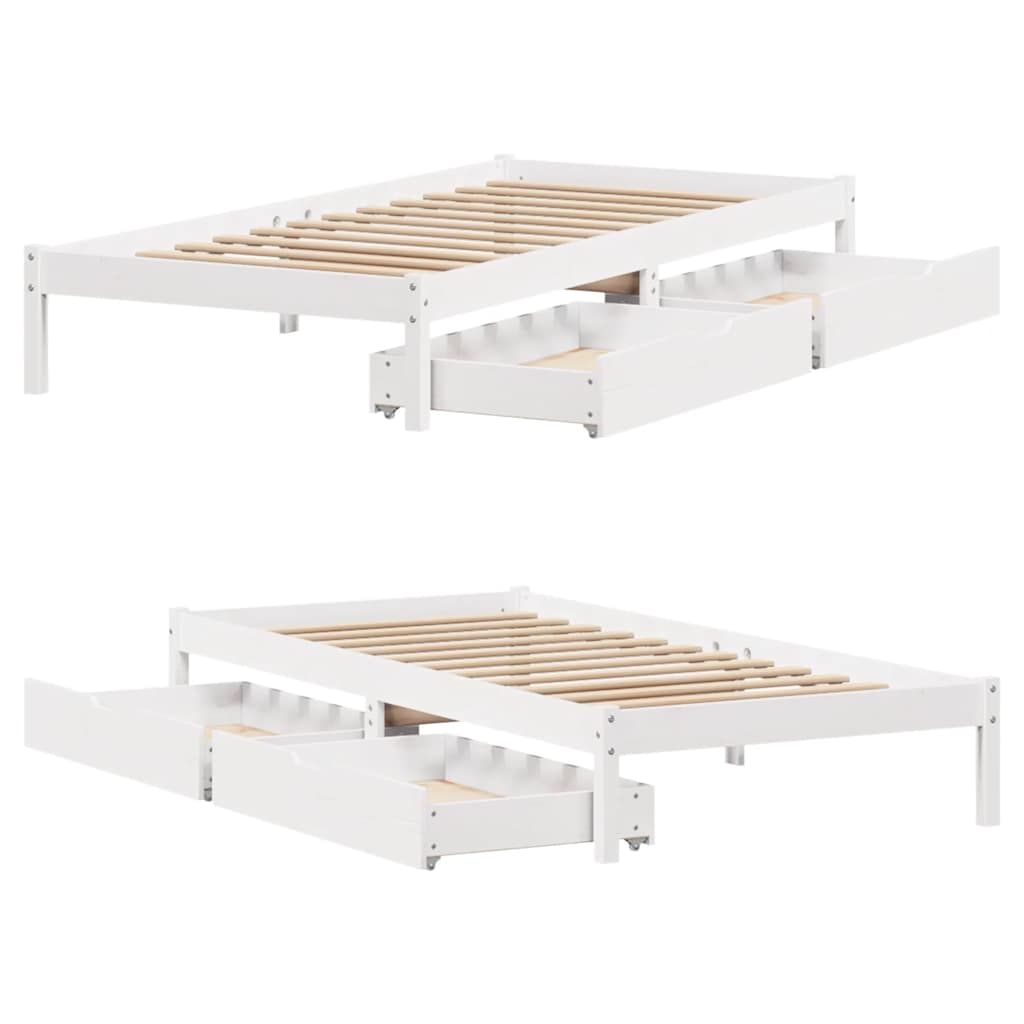 Bed Frame without Mattress White 100x200 cm Solid Wood Pine