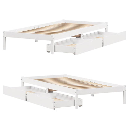 Bed Frame without Mattress White 100x200 cm Solid Wood Pine