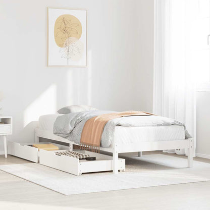 Bed Frame without Mattress White 100x200 cm Solid Wood Pine