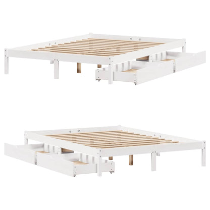 Bed Frame without Mattress White 140x200 cm Solid Wood Pine