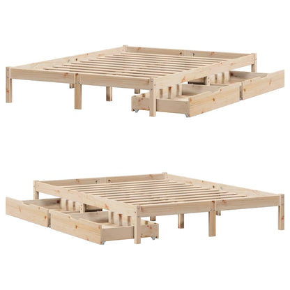 Bed Frame without Mattress 150x200 cm King Size Solid Wood Pine