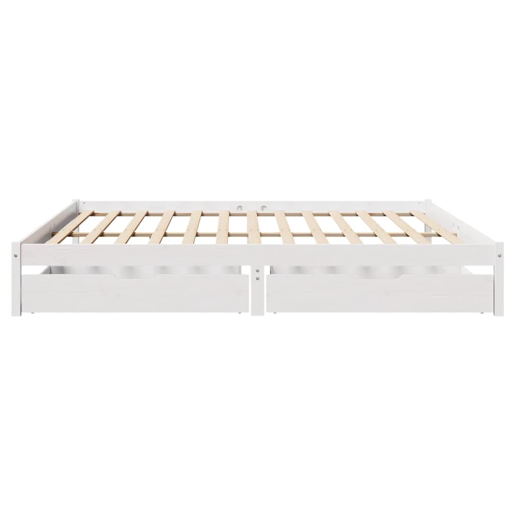 Bed Frame without Mattress White 200x200 cm Solid Wood Pine