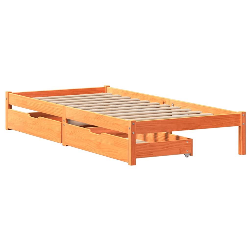 Bed Frame without Mattress Wax Brown 90x200 cm Solid Wood Pine