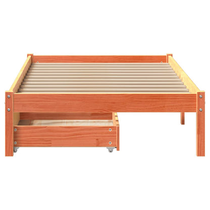 Bed Frame without Mattress Wax Brown 90x200 cm Solid Wood Pine