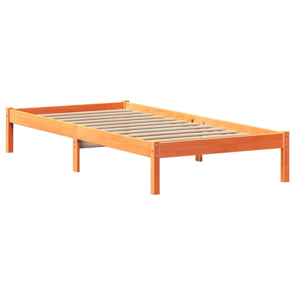 Bed Frame without Mattress Wax Brown 90x200 cm Solid Wood Pine
