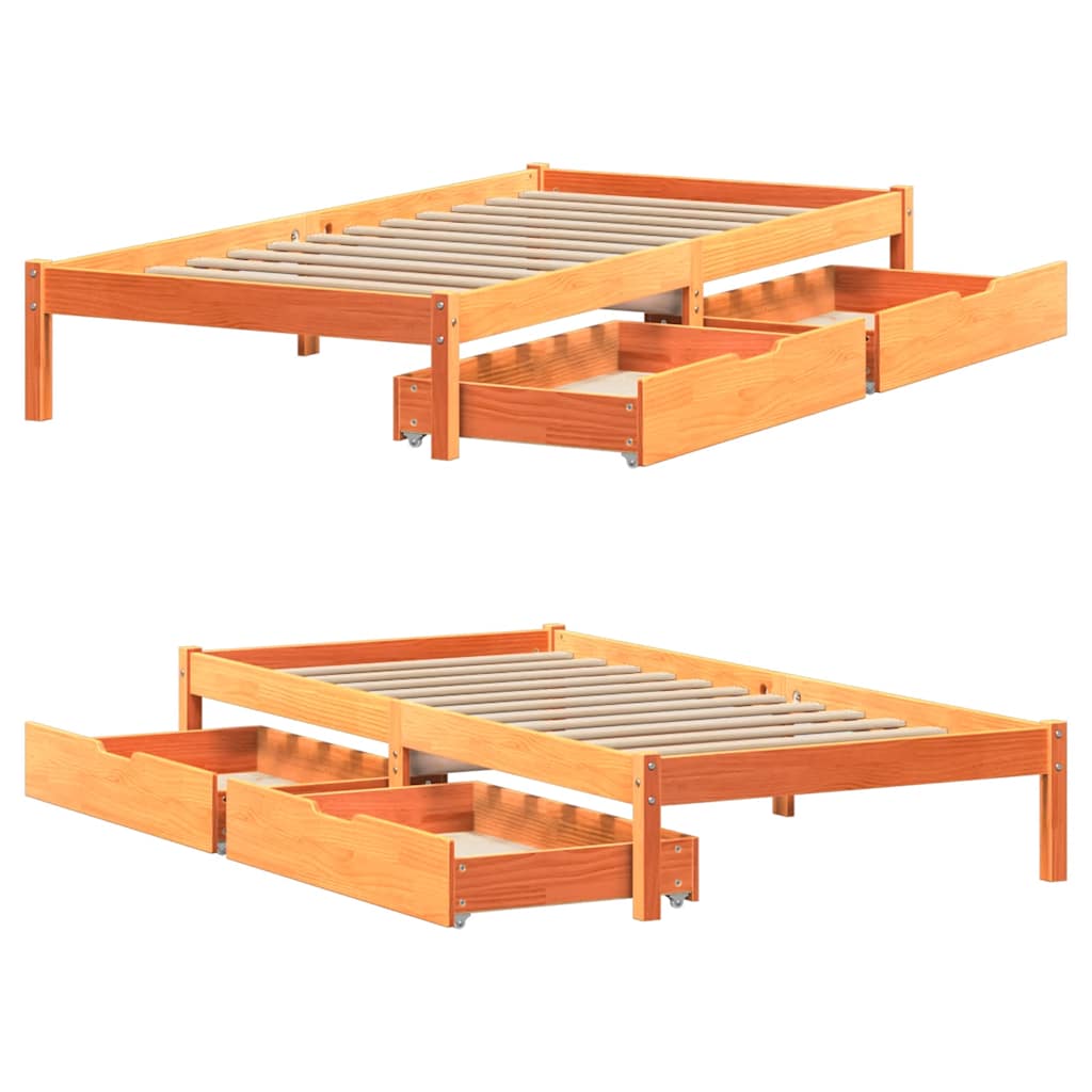 Bed Frame without Mattress Wax Brown 90x200 cm Solid Wood Pine