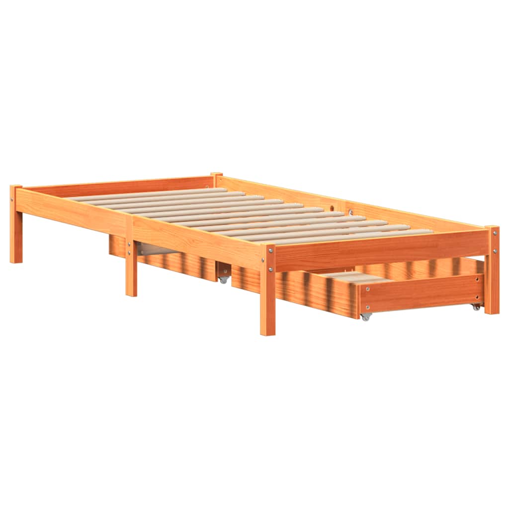 Bed Frame without Mattress Wax Brown 100x200 cm Solid Wood Pine