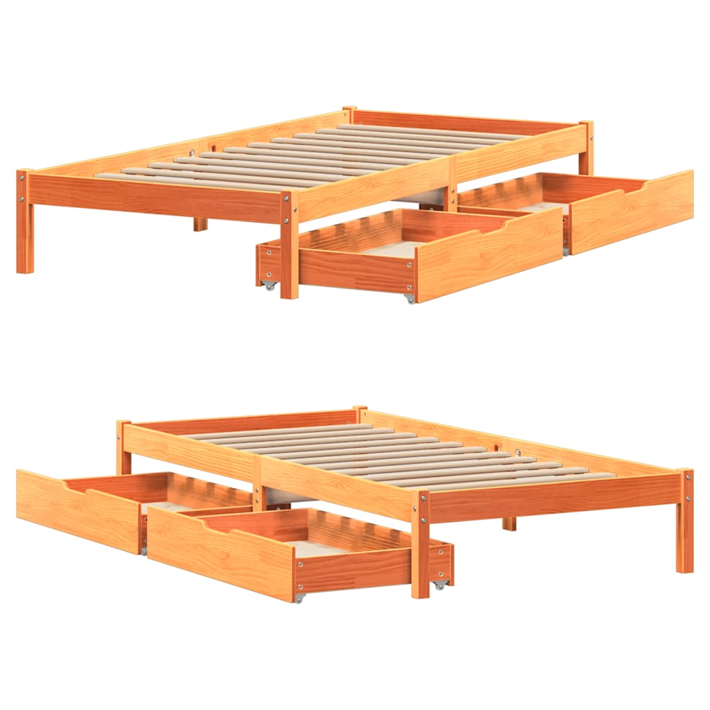 Bed Frame without Mattress Wax Brown 100x200 cm Solid Wood Pine