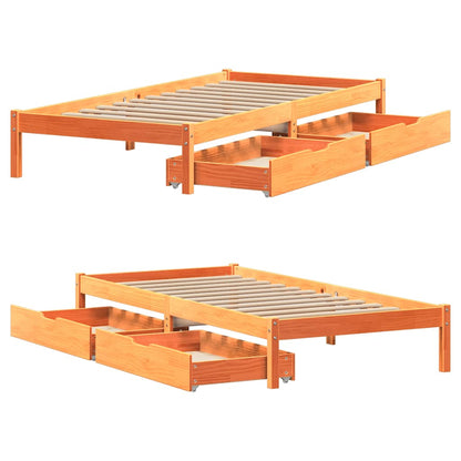 Bed Frame without Mattress Wax Brown 100x200 cm Solid Wood Pine