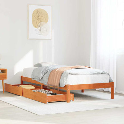 Bed Frame without Mattress Wax Brown 100x200 cm Solid Wood Pine