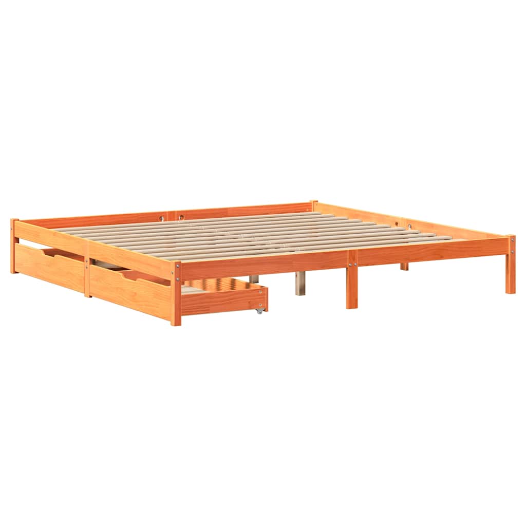 Bed Frame without Mattress Wax Brown 180x200 cm Super King Solid Wood Pine