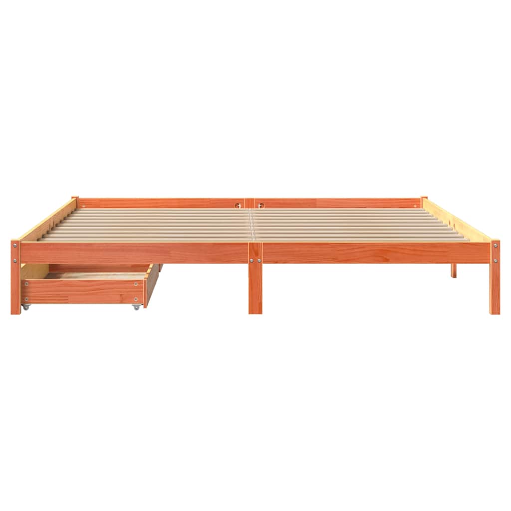 Bed Frame without Mattress Wax Brown 180x200 cm Super King Solid Wood Pine