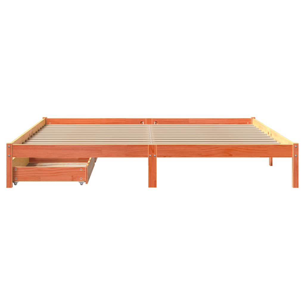 Bed Frame without Mattress Wax Brown 200x200 cm Solid Wood Pine