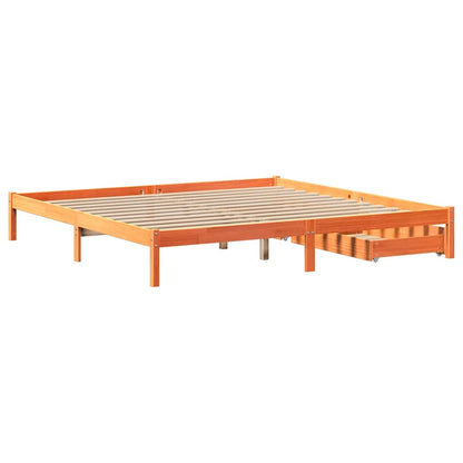 Bed Frame without Mattress Wax Brown 200x200 cm Solid Wood Pine