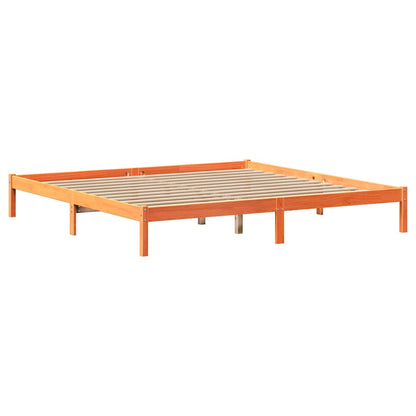 Bed Frame without Mattress Wax Brown 200x200 cm Solid Wood Pine