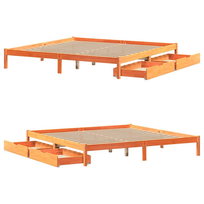 Bed Frame without Mattress Wax Brown 200x200 cm Solid Wood Pine