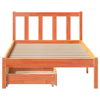 Bed Frame without Mattress Wax Brown 90x200 cm Solid Wood Pine