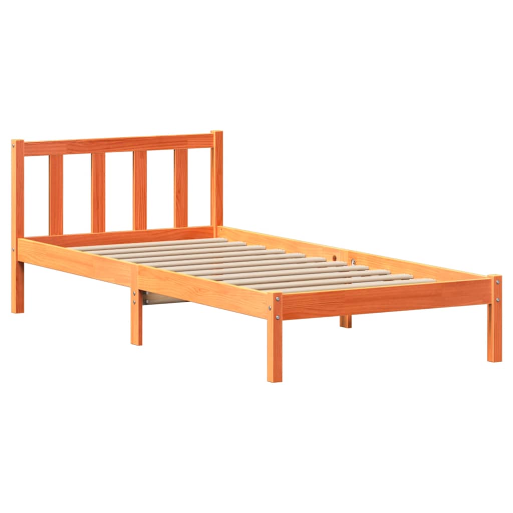 Bed Frame without Mattress Wax Brown 90x200 cm Solid Wood Pine