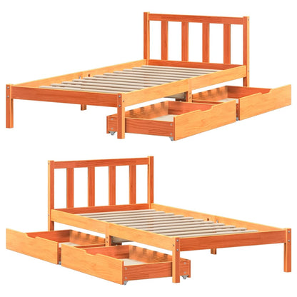 Bed Frame without Mattress Wax Brown 90x200 cm Solid Wood Pine
