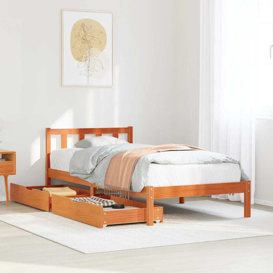 Bed Frame without Mattress Wax Brown 100x200 cm Solid Wood Pine