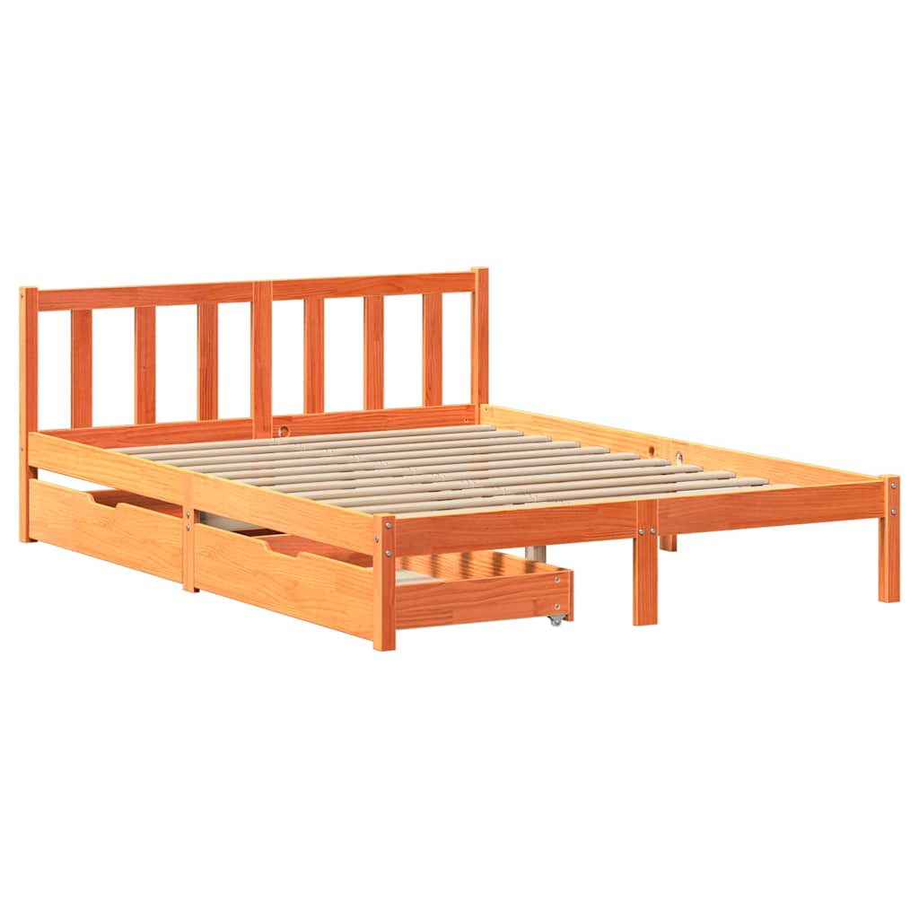 Bed Frame without Mattress Wax Brown 120x200 cm Solid Wood Pine