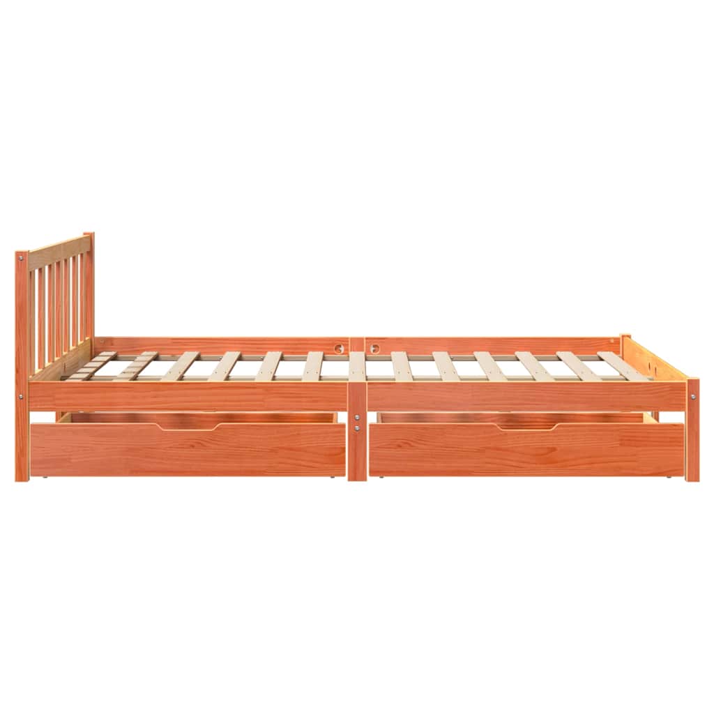 Bed Frame without Mattress Wax Brown 140x200 cm Solid Wood Pine