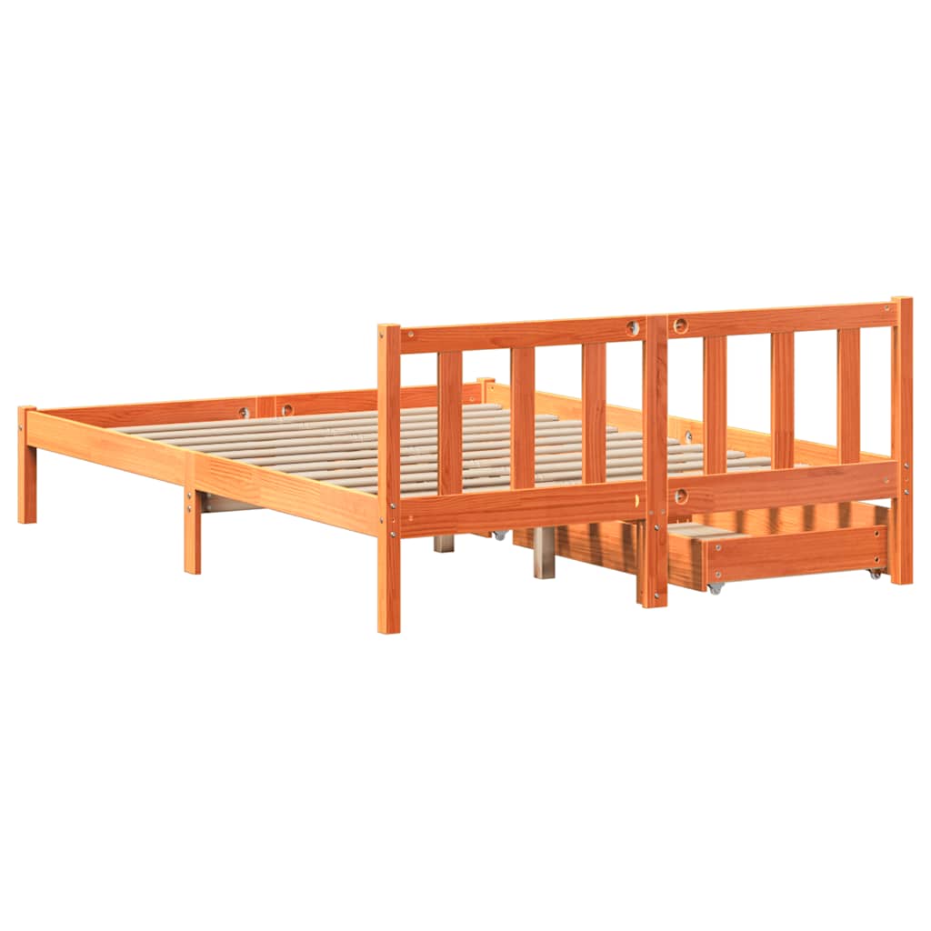Bed Frame without Mattress Wax Brown 140x200 cm Solid Wood Pine