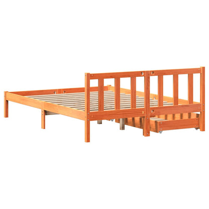 Bed Frame without Mattress Wax Brown 140x200 cm Solid Wood Pine