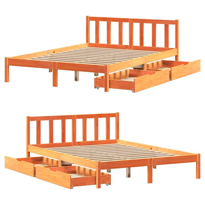 Bed Frame without Mattress Wax Brown 140x200 cm Solid Wood Pine