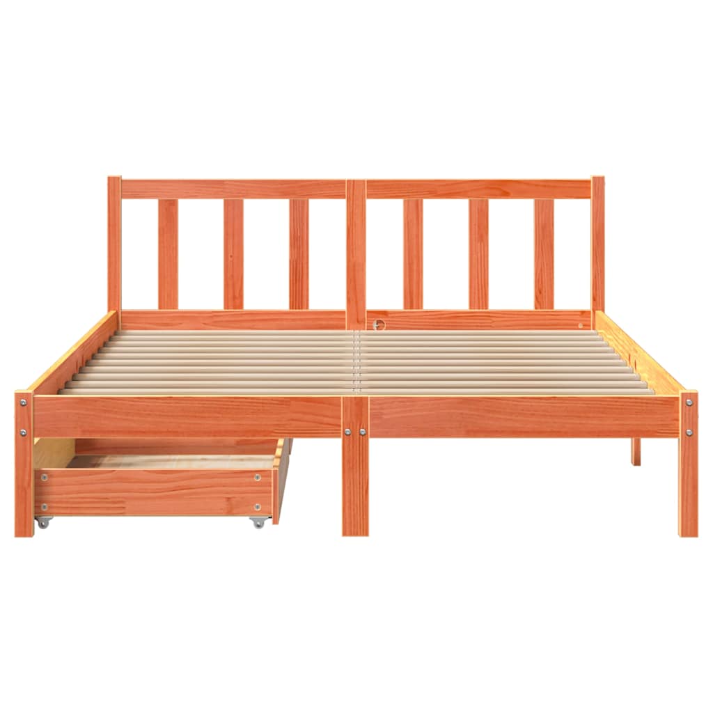 Bed Frame without Mattress Wax Brown 160x200 cm Solid Wood Pine
