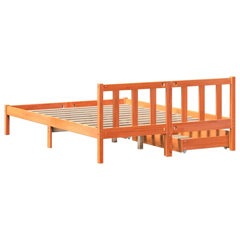 Bed Frame without Mattress Wax Brown 160x200 cm Solid Wood Pine