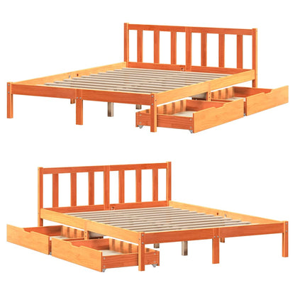 Bed Frame without Mattress Wax Brown 160x200 cm Solid Wood Pine