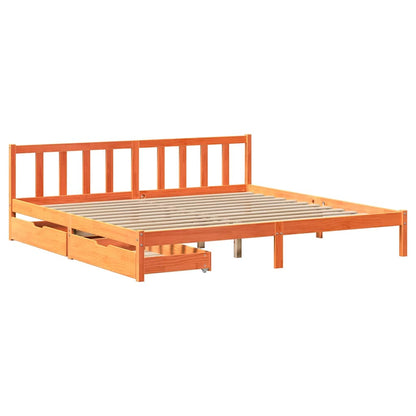 Bed Frame without Mattress Wax Brown 180x200 cm Super King Solid Wood Pine