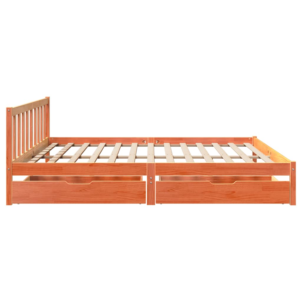 Bed Frame without Mattress Wax Brown 180x200 cm Super King Solid Wood Pine