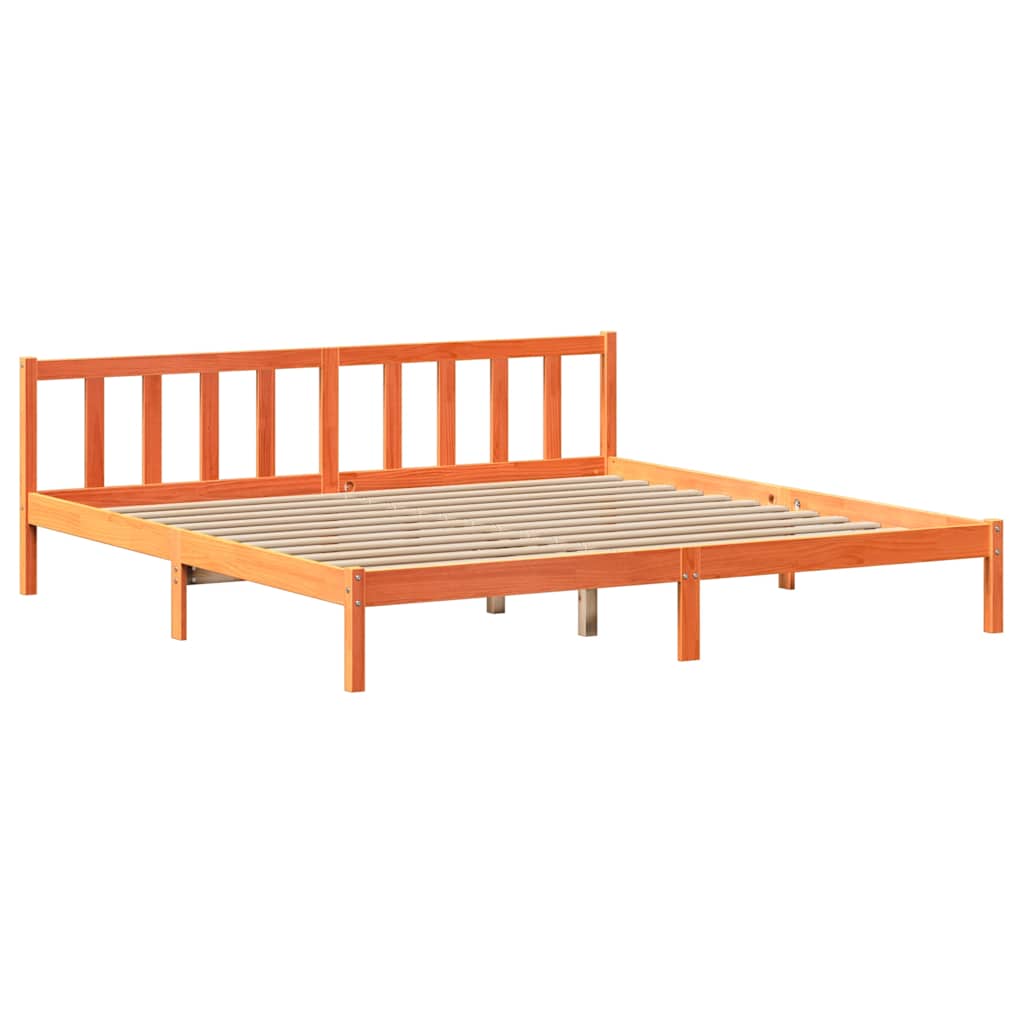 Bed Frame without Mattress Wax Brown 180x200 cm Super King Solid Wood Pine