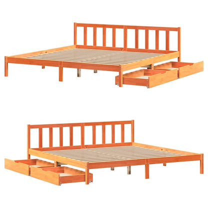Bed Frame without Mattress Wax Brown 180x200 cm Super King Solid Wood Pine
