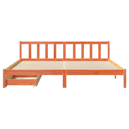 Bed Frame without Mattress Wax Brown 200x200 cm Solid Wood Pine