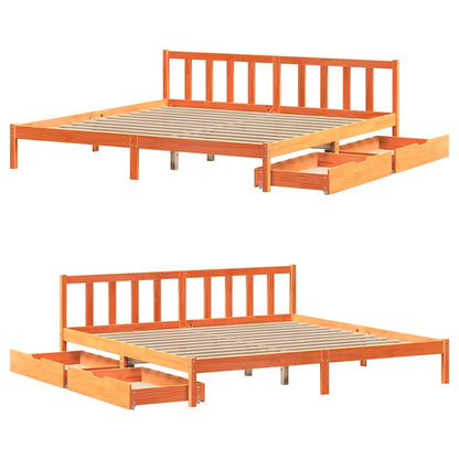 Bed Frame without Mattress Wax Brown 200x200 cm Solid Wood Pine
