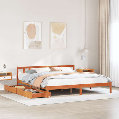 Bed Frame without Mattress Wax Brown 200x200 cm Solid Wood Pine