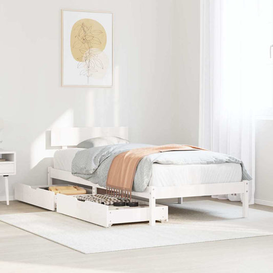 Bed Frame without Mattress White 75x190 cm Small Single Solid Wood Pine