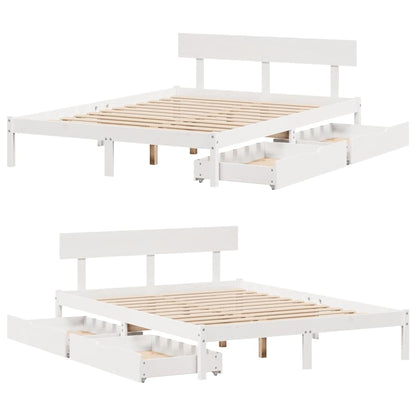 Bed Frame without Mattress White 135x190 cm Double Solid Wood Pine