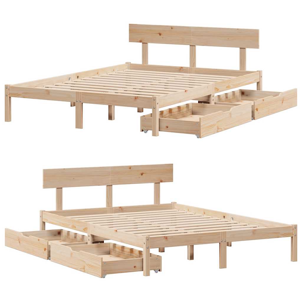 Bed Frame without Mattress 140x190 cm Solid Wood Pine