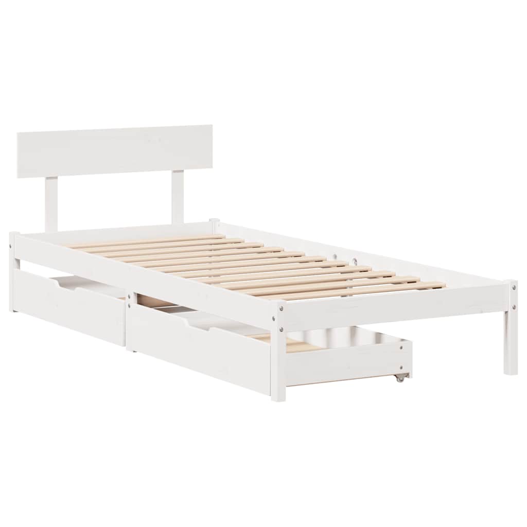 Bed Frame without Mattress White 100x200 cm Solid Wood Pine