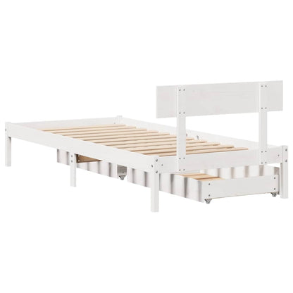 Bed Frame without Mattress White 100x200 cm Solid Wood Pine