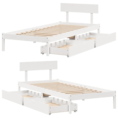 Bed Frame without Mattress White 100x200 cm Solid Wood Pine