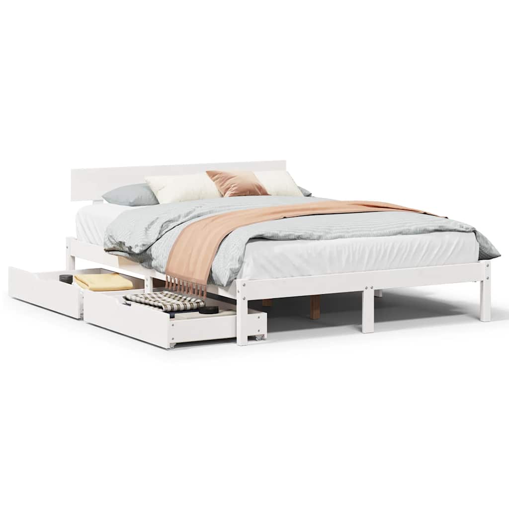 Bed Frame without Mattress White 120x200 cm Solid Wood Pine