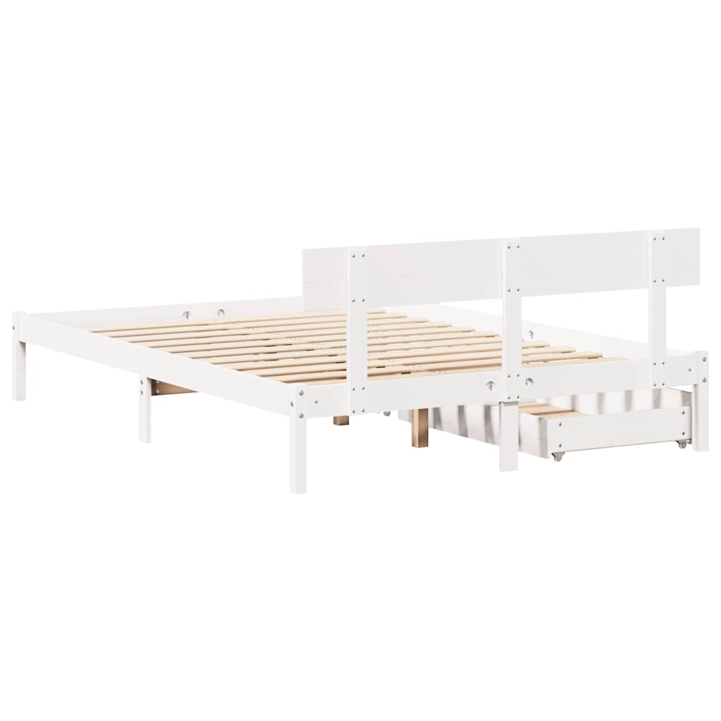 Bed Frame without Mattress White 140x200 cm Solid Wood Pine