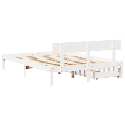 Bed Frame without Mattress White 160x200 cm Solid Wood Pine
