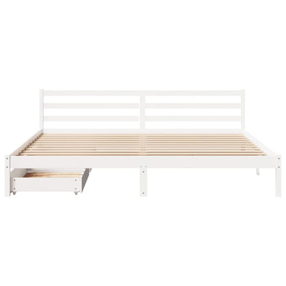 Bed Frame without Mattress White 200x200 cm Solid Wood Pine